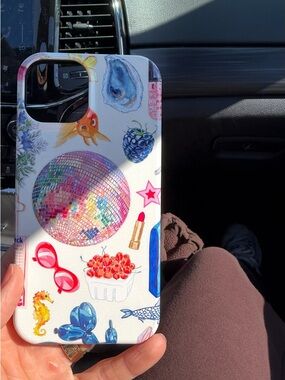 Decorative Multicolor Sticker-Print Phone Case - White